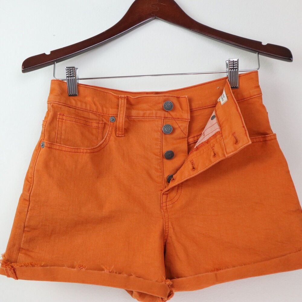 Madewell Size 25 High-Rise Denim Shorts Cut Off K9543 Burnt Orange - Picture 4 of 8
